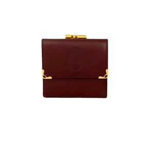CARTIER Must Line Leather Clasp Tri-fold Wallet, Bordeaux, 62532