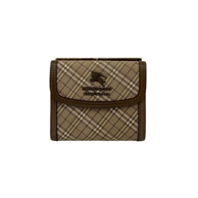 BURBERRY Blue Label Nova Check Shadow Horse Logo Clasp Closure Canvas and Leather Tri-Fold Wallet in