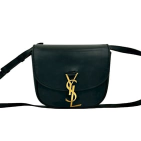 Yves Saint Laurent SAINT LAURENT PARIS Kaia Small YSL Logo Calf Leather Mini Shoulder Bag, Black,