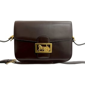 CELINE Carriage Leather Shoulder Bag/Pochette/Sacoche in Brown (126-8)