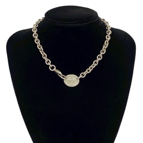 TIFFANY & Co. Tiffany Return to Oval Necklace, 925 Sterling Silver, Chain Choker Pendant, 27518