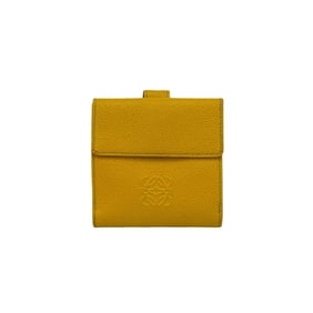 LOEWE Anagram Logo Embossed Leather Bi-fold Wallet with Coin Purse, Yellow, 65040