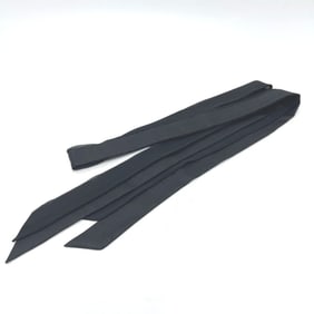 CHANEL Coco Mark Matelasse Apparel Accessory Scarf Bow Tie Silk Women's Black Like New