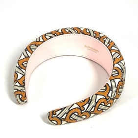 BURBERRY TB logo hair accessory headband, silk, orange, like new, for women