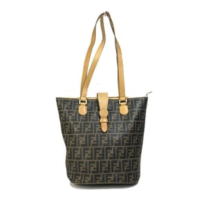 FENDI Zucca pattern bucket tote bag in PVC and leather, brown, for women