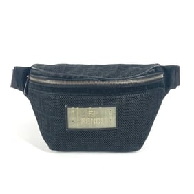 FENDI logo mesh Zucca bag waist bag, belt shoulder body nylon canvas, unisex, black