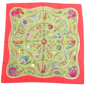 Hermès Carré 90 "Qu Importe Le Flacon" Perfume Bottle Silk Red Scarf Muffler 0106 HERMES
