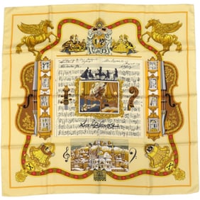 Hermès Carré 90 in Salzburg, silk yellow scarf/muffler 0145, HERMES