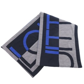 Louis Vuitton Echarpe LV Horizon M71240 Wool Gray Navy Scarf 1320 LOUIS VUITTON