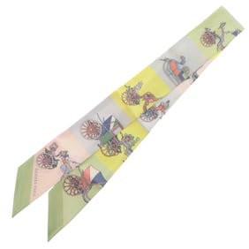 Hermès Twilly Voitures Exquises Elaborate Carriage Silk Multicolor Scarf Muffler 0142 HERMES