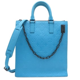 Louis Vuitton Sac Plat Men's Tote Bag M55891 Leather Turquoise (Blue)