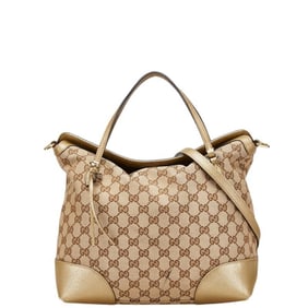 Gucci GG Canvas Brie Handbag/Shoulder Bag 2WAY 353120 Beige Gold Leather Women's GUCCI