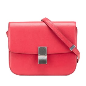 Celine Classic Box Medium Crossbody Shoulder Bag in Pink Leather for Women