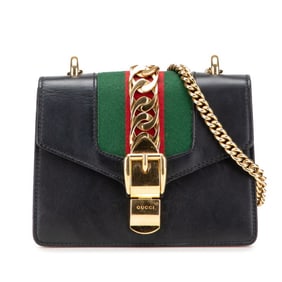 Gucci Sylvie Mini Chain Shoulder Bag 431666 Black Leather Women's GUCCI