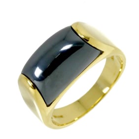 BVLGARI Tronchetto Ring, size 12, 18K Yellow Gold 750, Hematite Ring