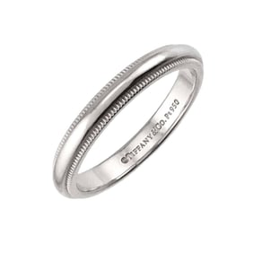 Tiffany & Co. Milgrain Ring, Size 15, 3mm Wide, Platinum, Together