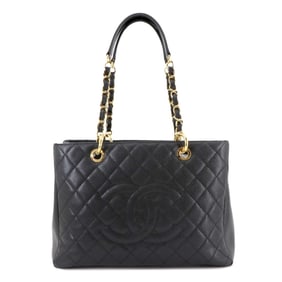 CHANEL Matelasse Grand Chain Tote Bag GST Caviar Leather Black A50995
