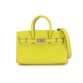 Hermes Hermès Tiny Birkin Epsom Lime Shoulder Bag with O Stamp and Silver Hardware