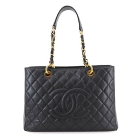 CHANEL Matelasse Grand Chain Tote Bag GST Caviar Leather Black A50995