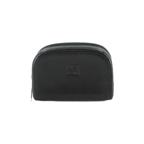 LOEWE Anagram Coin Purse, Black Leather with Silver Hardware