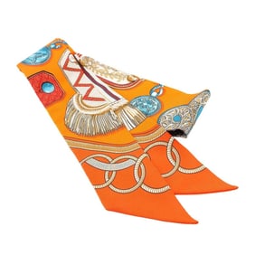 Hermes Hermès Twilly Scarf, 100% Silk, Orange