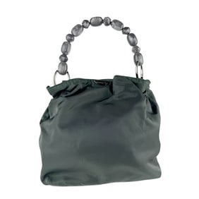Christian Dior Maris Pearl Nylon Handbag in Dark Green, Women's, Z7513