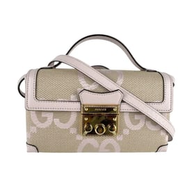 Gucci Shoulder Bag, Canvas and Leather, Beige x Pink, Women's, 652683 z7467