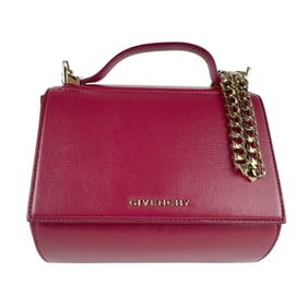 Givenchy Box Mini Handbag Shoulder Bag Leather Metal Bordeaux Gold Women's z7532