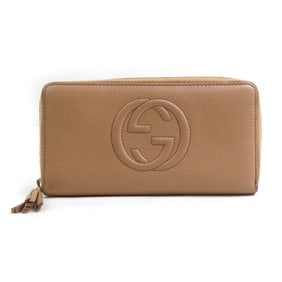 Gucci Soho Round Long Wallet in Beige and Gold Leather, Women's, 308004 e61060i
