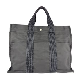 Hermes Hermès Air Line Canvas Handbag, Dark Gray and Silver, Men's Women's, z7517