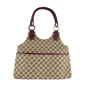 Gucci GG Canvas and Leather Handbag in Bordeaux Brown, Women's, 132260 z7498