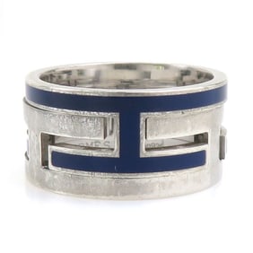 Hermes Hermès Move Ash Ring in Silver 925 with Enamel and Blue Accents, Women's, e61049a