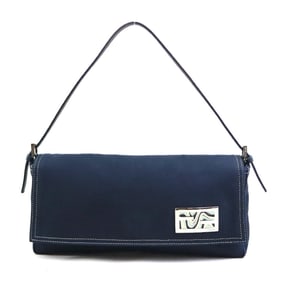 Fendi shoulder bag in canvas and leather, navy silver, women's e61033a