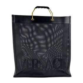 Versace Men's Leather Tote Bag in Black and Gold (z7492)