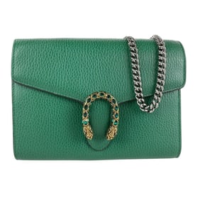 Gucci Dionysus Shoulder Bag with Chain Wallet, Leather and Metallic, Green, Women's, 401231 z7524