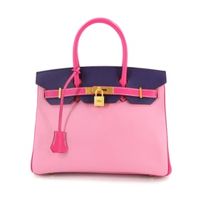 Hermes Hermès Birkin 30 Personal SPO Epsom Pink Rose Tyrien Ultra Violet Handbag with Matte Gold