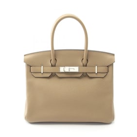 Hermes Hermès Birkin 30 handbag in Taurillon Clemence leather, beige, for women.