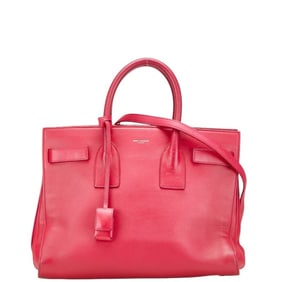 Saint Laurent logo shoulder bag/handbag, 2-way, pink leather, women's, SAINT LAURENT