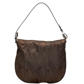 Salvatore Ferragamo One-Shoulder Bag Brown Nylon Leather Women's