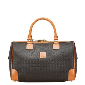 Bally logo handbag/boston bag in brown leather for women.
