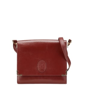 Cartier Must Line Shoulder Bag Wine Red Bordeaux Leather Women's CARTIER