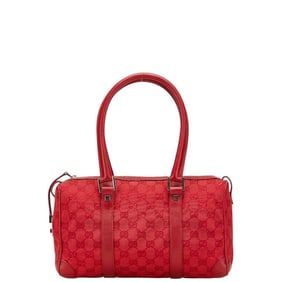 Gucci GG Canvas Mini Boston Bag Handbag 000 0851 Red Leather Women's GUCCI