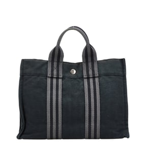 Hermes Foul Tote PM Handbag Bag Black/Gray Canvas Women's HERMES