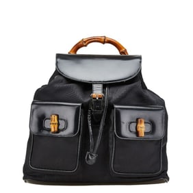Gucci Bamboo Backpack 003 2058 0016 Black Patent Leather and Nylon Women's GUCCI