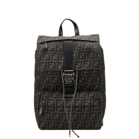 Fendi Zucca Backpack in Black and Brown Canvas Leather for Women