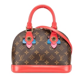 Louis Vuitton Monogram Alma BB Handbag/Shoulder Bag, 2-Way, M41659, Flamingo Red Leather, Women's,
