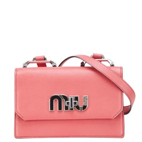 Miu Miu Miu Logo Crossbody Shoulder Bag 5BH087 Pink Leather Women's MIUMIU