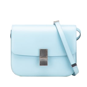 Celine Classic Box Medium Crossbody Shoulder Bag in Light Blue Leather for Women