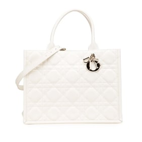 Christian Dior Dior Cannage Lady Shoulder Bag/Handbag 2-Way White Lambskin Women's