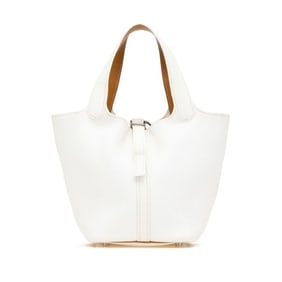 Hermes Hermès Picotin PM Handbag in White Taurillon Clemence Leather for Women